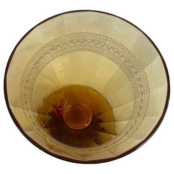 Vintage Amber Depression Glass Drinking Pedestal Cone Shape Geometric Design - Picture 3 of 6